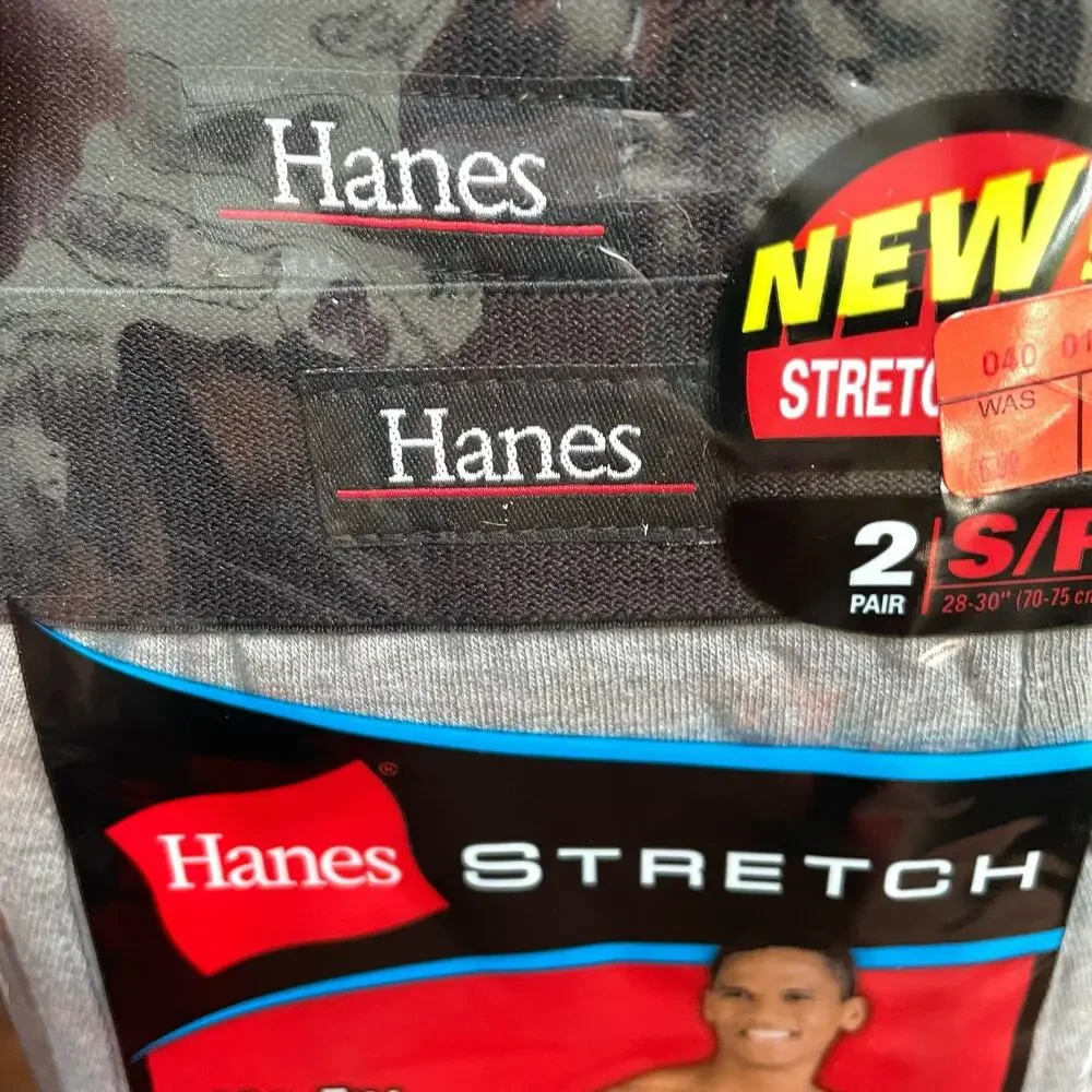 Hanes Stretch No Fly Boxer Briefs Men Small Pair of Gray Underwear New Vtg 2004